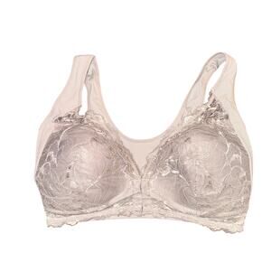 Lucy Breeze Bra Women EUR 45D US 38C Grey Front Hook Wireless Lacy Lightly Lined